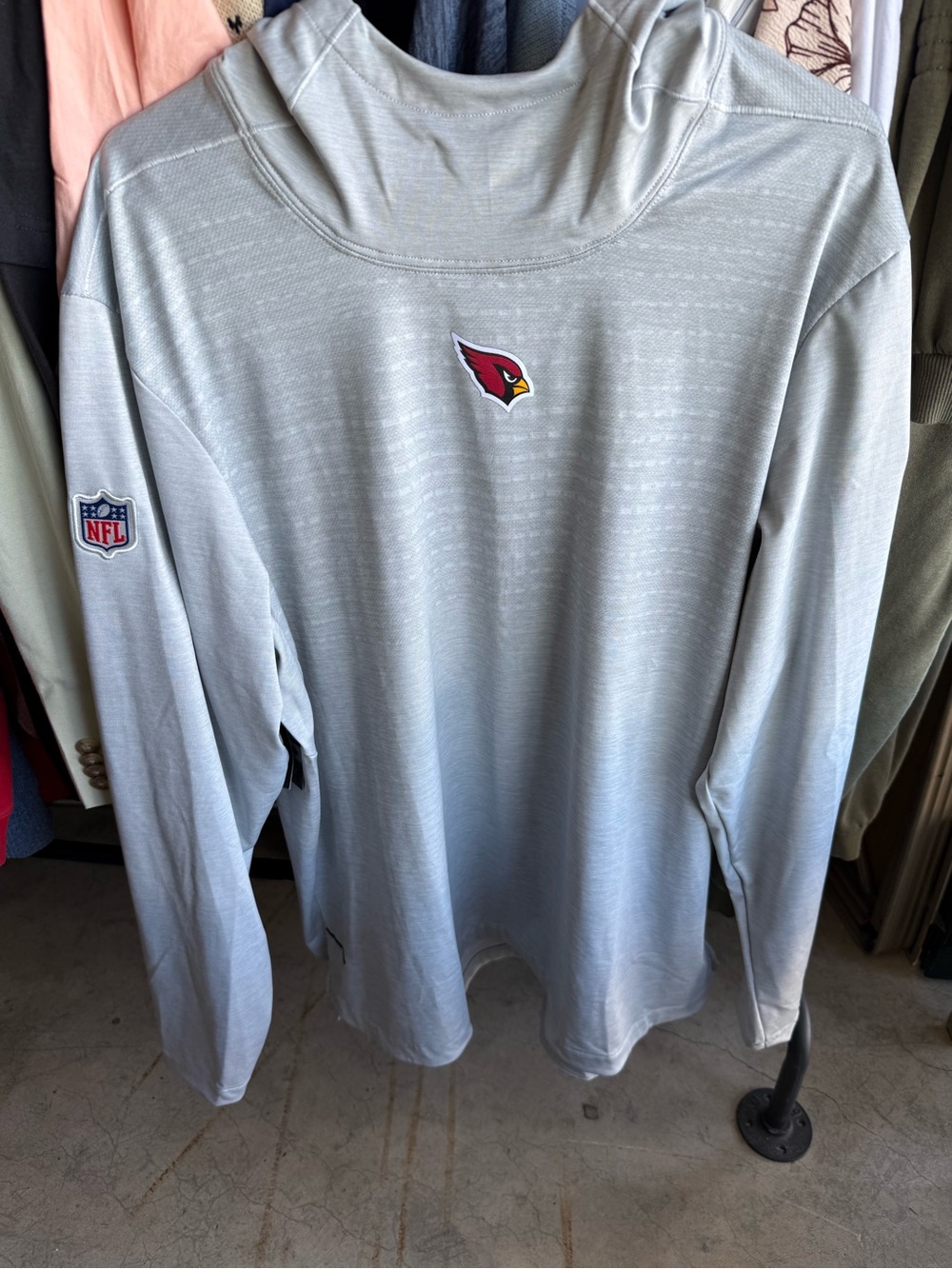 Arizona Cardinals NFL Gray Hooded Long-Sleeve Performance Shirt XL